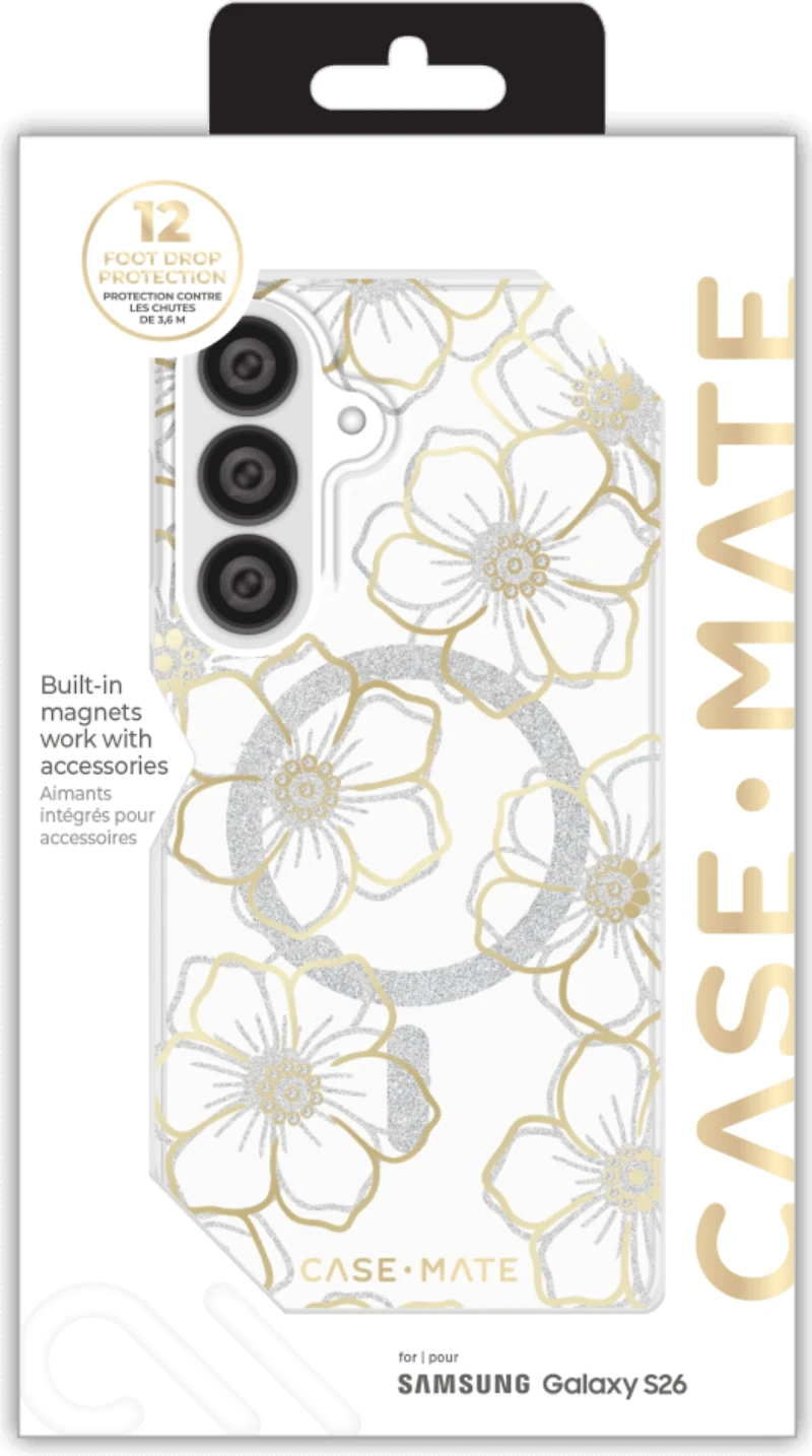 Case-Mate - Floral Gems Case with Magnet for Samsung Galaxy S26 - Gold