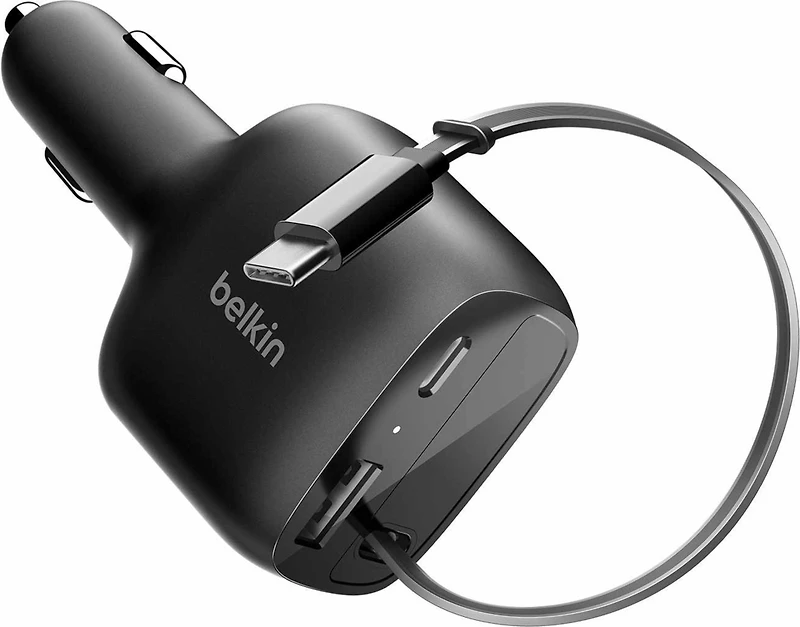 Belkin - BoostCharge Retractable Car Charger 75W Black
