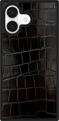 iPhone 17 FLAUNT Square Faux Leather MagSafe Case - Black Crocodile