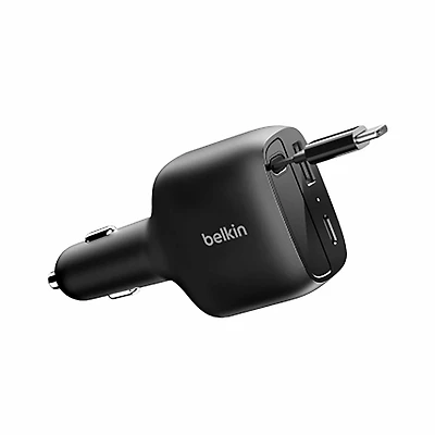 Belkin - BoostCharge Retractable Car Charger 75W Black