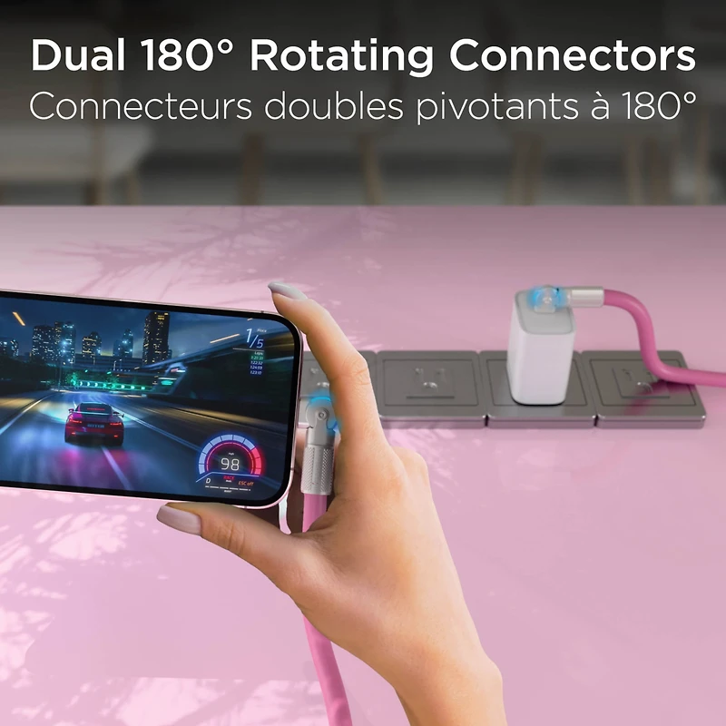 HyperGear 12 ft. 360cm USB-C to USB-C Chunky 180 Rugged Cable w/Rotating Connectors