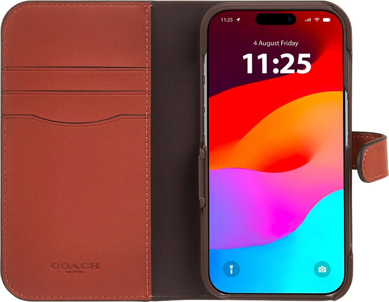 iPhone 15 Pro Coach Folio Signature C Case - Tan