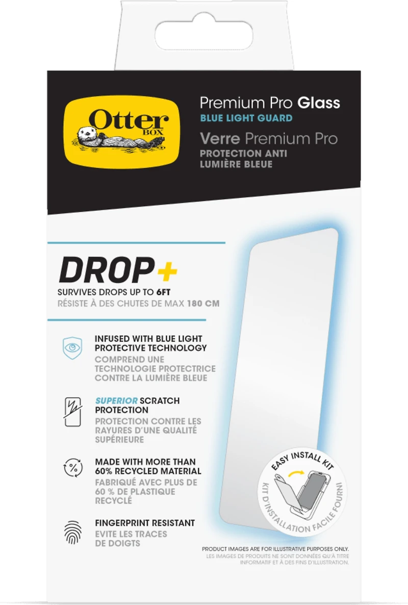 OtterBox - Premium Pro Glass Antimicrobial Blue Light Screen Protector for Apple iPhone 16 Pro - Clear