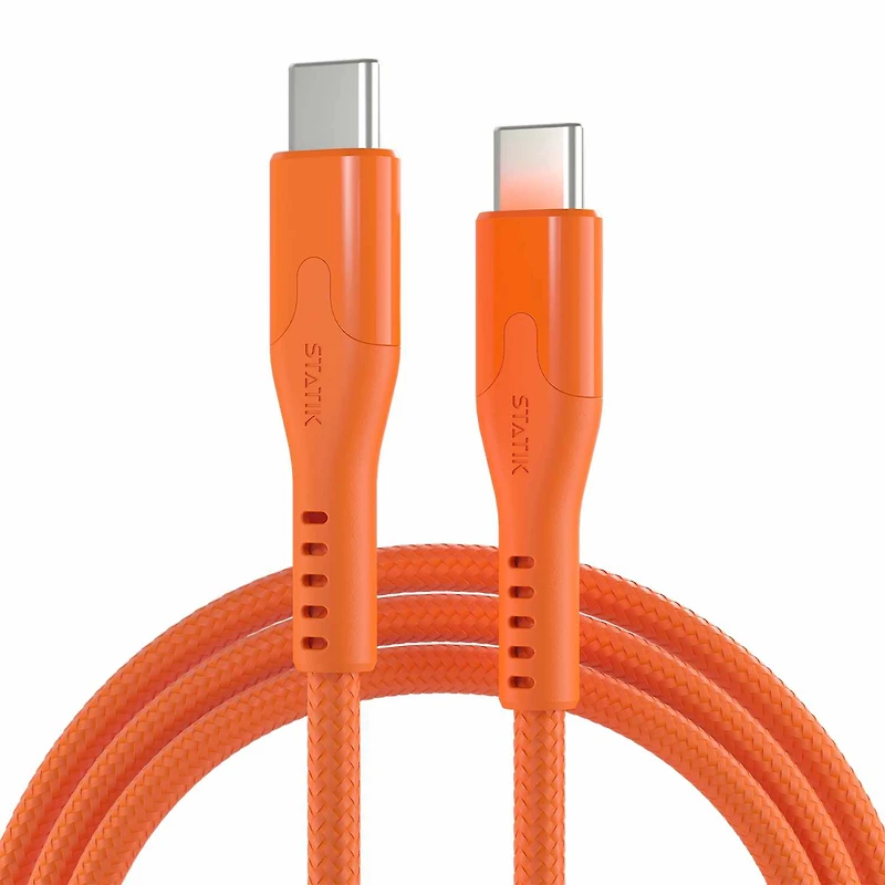Statik - MagStack Pro Charge/Sync Magnetic Cable USB-C to USB-C 6.6ft Orange