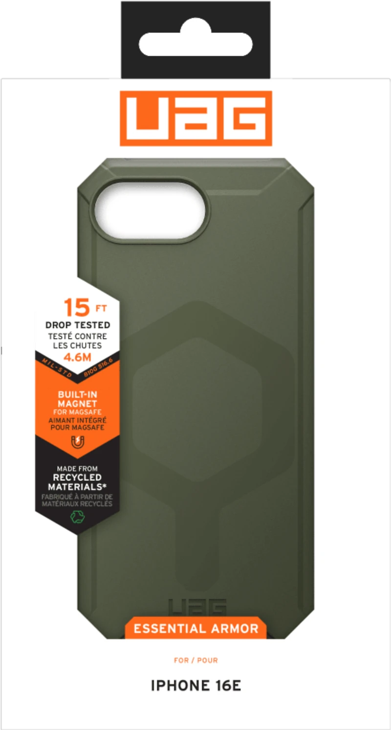 UAG 114496117272 Étui Robuste Essential Armor MagSafe Olive Drab pour iPhone 16e