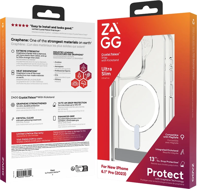 iPhone 15 Pro ZAGG (GEAR4) Crystal Palace Snap Kickstand Case - Clear