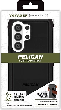 Pelican - Voyager Case with Magnet and Holster for Samsung Galaxy S26 Ultra - Black