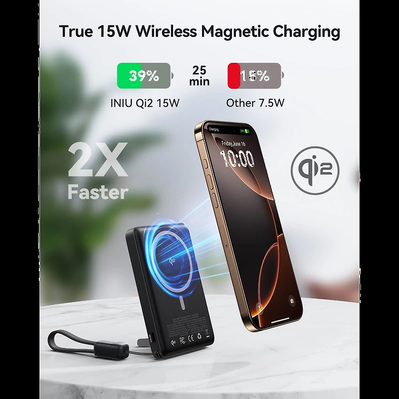 INIU MAGPRO SLIM 10,000mAh POWER BANK - BLACK