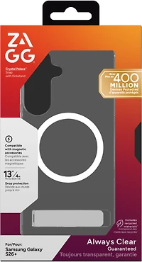 ZAGG - Coque Snap Case avec support intégré pour Samsung Galaxy S26 Plus - Transparente