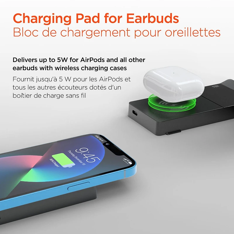 HyperGear 6-in-1 Foldable Wireless Charging Stand Compatible with Samsung & Apple Watch