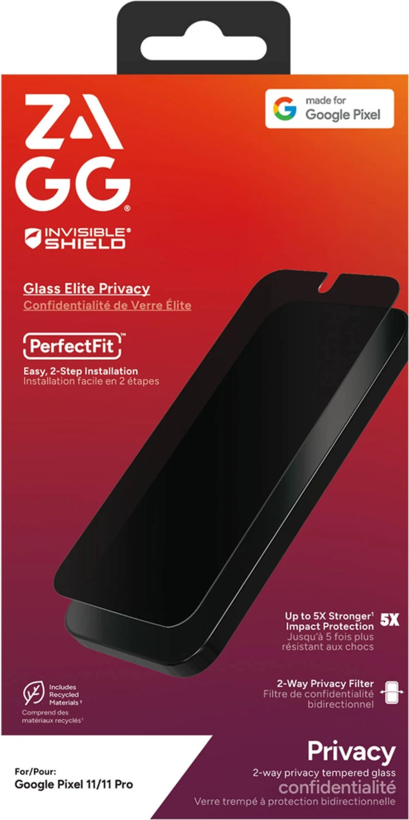 Google Pixel 11/11 Pro ZAGG InvisibleShield Glass Elite Privacy Screen Protector