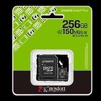 Kingston 256GB microSDXC Canvas Select Plus Gen3 150MB/s A1 Card + Adapter transparent
