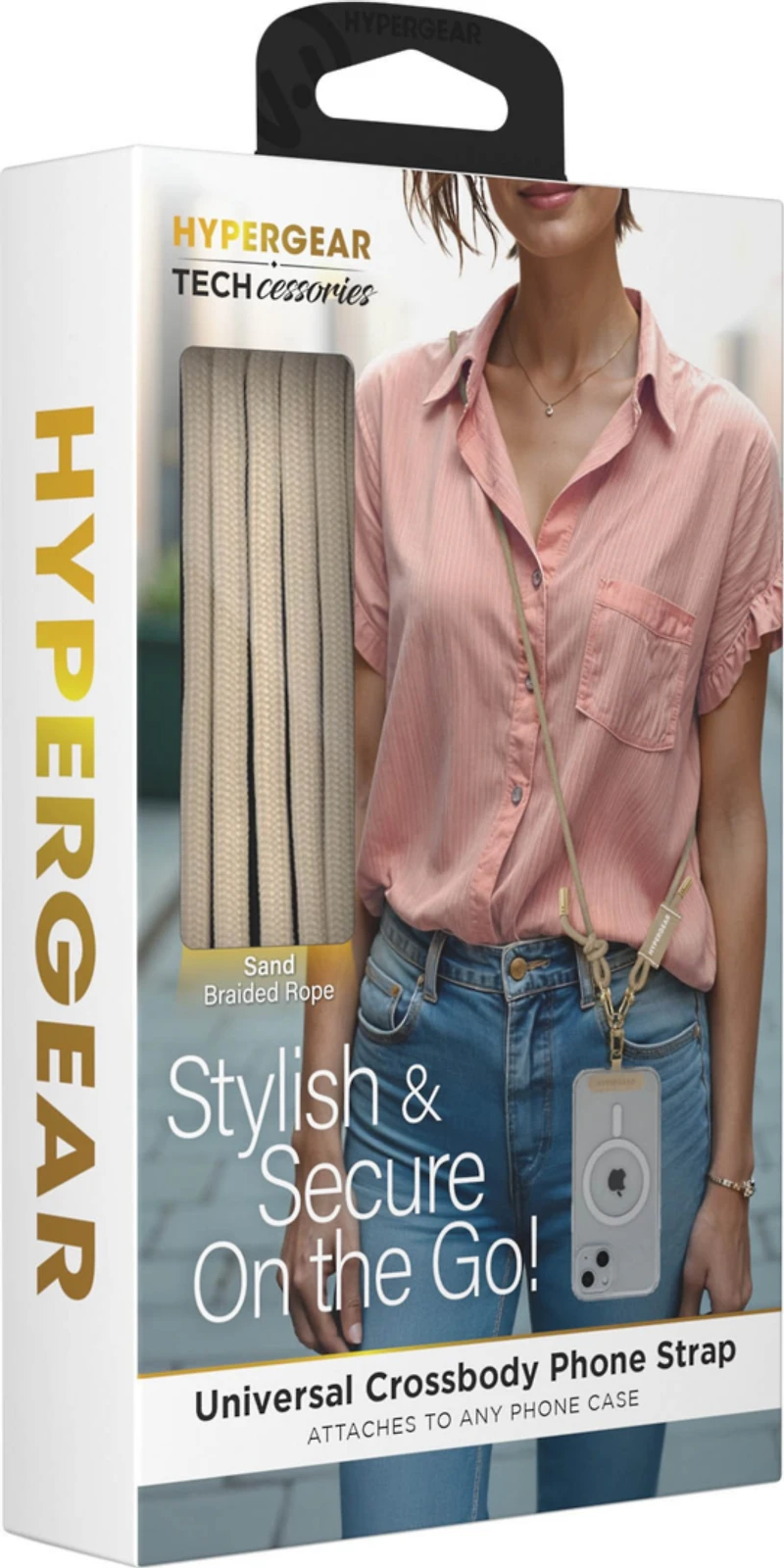 HyperGear TECHcessories Universal Crossbody Phone Strap - Sand Braided Rope