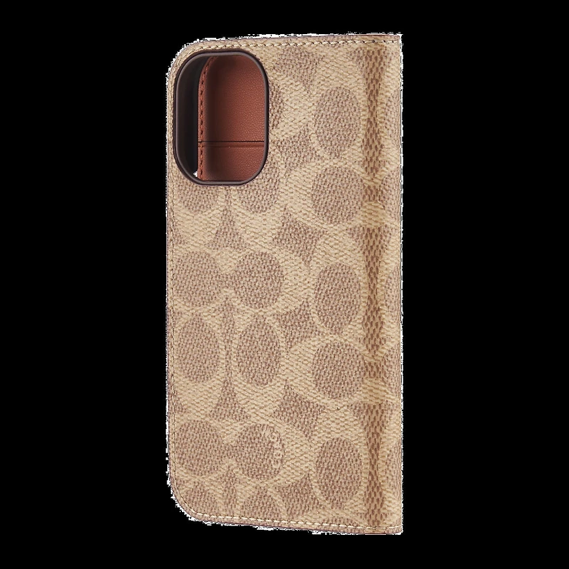 iPhone 16 Coach Folio Signature C Case - Tan