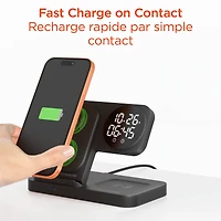Hypergear 15W Powerfold 24/7 3in1 Foldable Wireless Charging Stand w/Digital Alarm Clock - Black