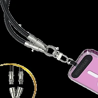 HyperGear TECHcessories Universal Crossbody Phone Strap and USB-C Charging Cable - Black