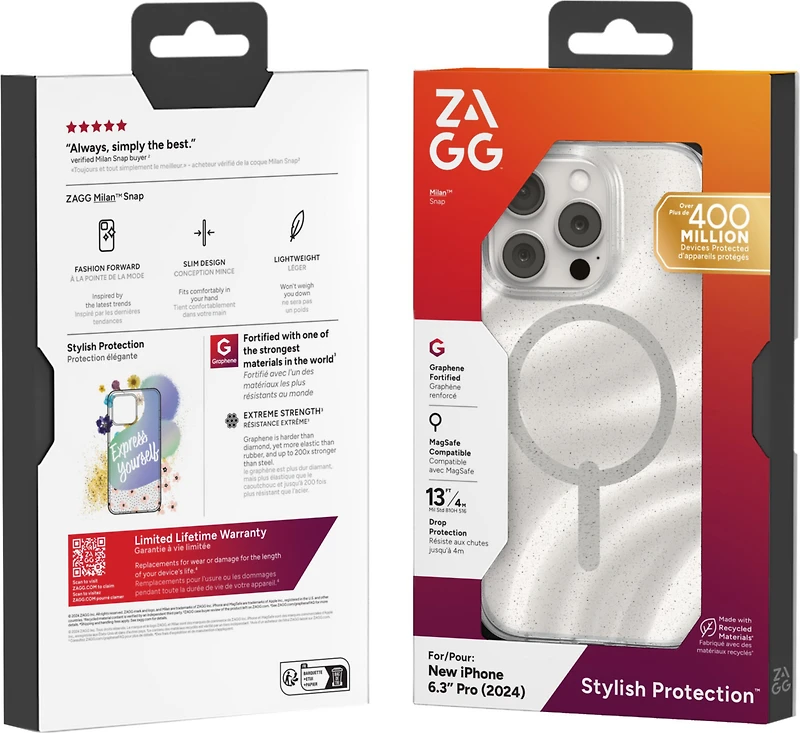 iPhone 16 Pro ZAGG Graphene Milan Snap Case - Swirl Glitter