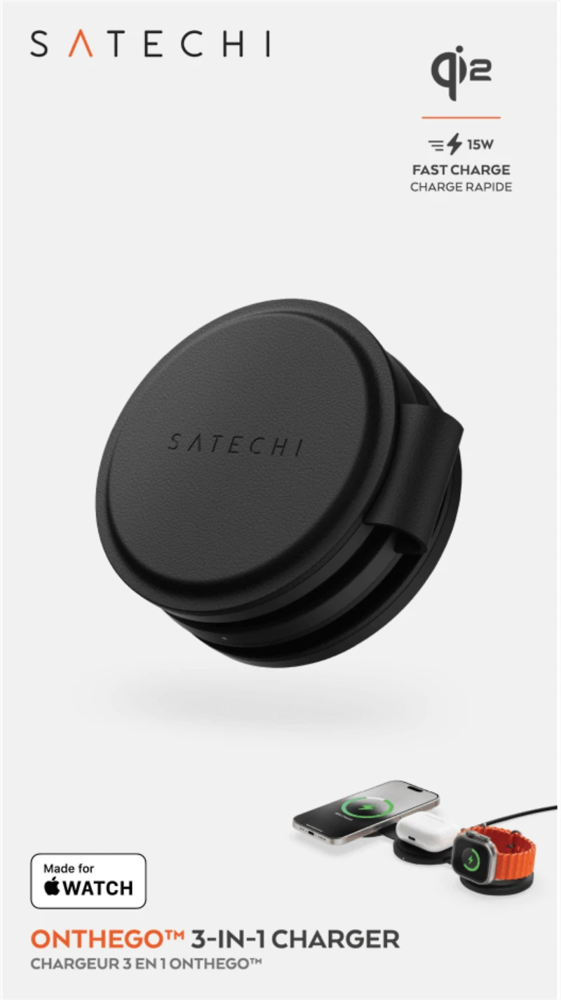 Satechi - On The Go 3 in 1 Wireless Charger - Black