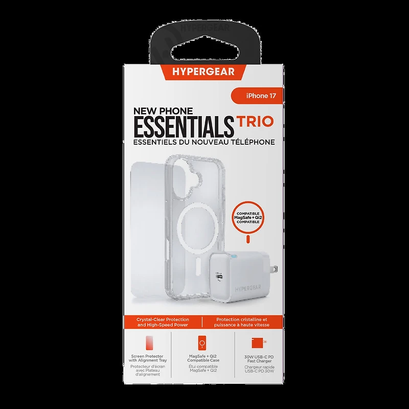 iPhone 17 HyperGear Bundle - 30W Hub, Glass, Case w/ Magsafe