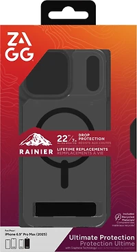 ZAGG - Rainier Snap Case with Kickstand for Apple iPhone 17 Pro Max - Black
