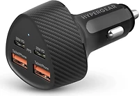 Chargeur de voiture HyperGear SpeedBoost 77 W à double port USB-C et double port USB-A CLA à recharge rapide - Noir