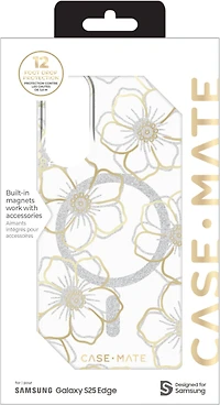 Samsung Galaxy S25 Edge Case-Mate Floral Gems Case w/Magnets - Gold