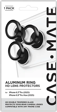 Case-Mate - Aluminum Camera Lens Glass Protectector for Apple iPhone 17 Pro Max  /  iPhone 17 Pro - Black