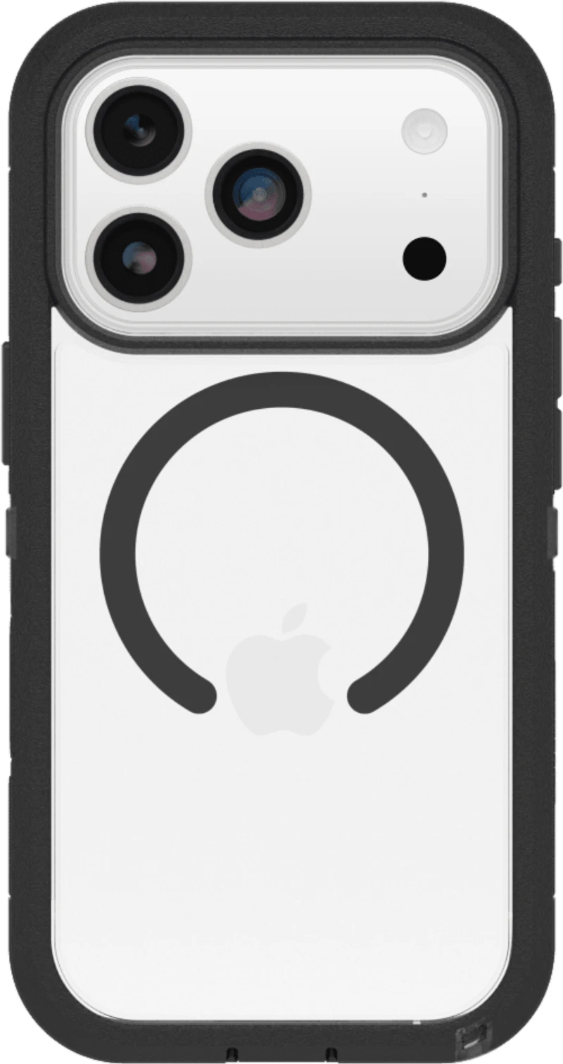 OtterBox 7798459 Étui Defender Pro XT Clear MagSafe avec Contrôle de la Caméra Dark Side (Noir) pour iPhone 17 Pro