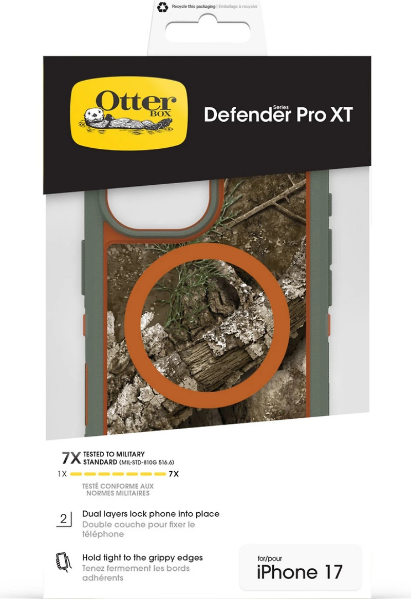 OtterBox 7798412 Étui Defender Pro XT Clear MagSafe avec Contrôle de la CaméraRealtree Apx (Vert) pour iPhone 17