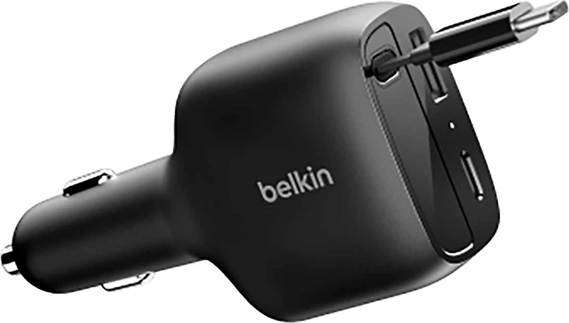 Belkin - BoostCharge Retractable Car Charger 75W Black