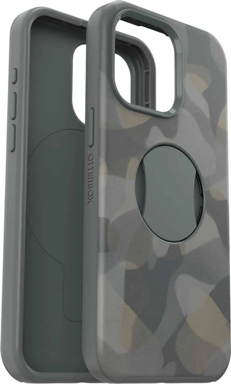 iPhone 15 Pro Max Otterbox OtterGrip Symmetry w/ MagSafe Series Case - Grey (Iron Camo)