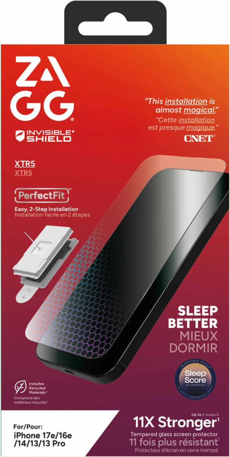 ZAGG 200121832 Protecteur D'écran InvisibleShield Glass XTR5 pour iPhone 17e/16e/14/13 Pro/13
