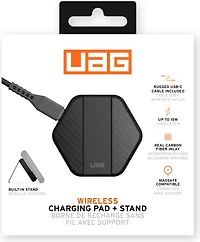 Rugged Wireless Charging Pad with Kickstand and USB-C Cable for MagSafe 15W Black/Carbon Fiber