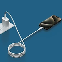 Naztech 6 ft (180cm) ReCoil USB-C to USB-C Magnetic Braided Cable - White