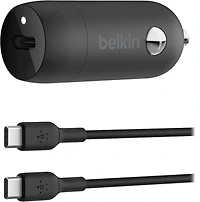 BoostCharge 30W USB-C PD PPS Car Charger and USB-C to USB-C Cable Black