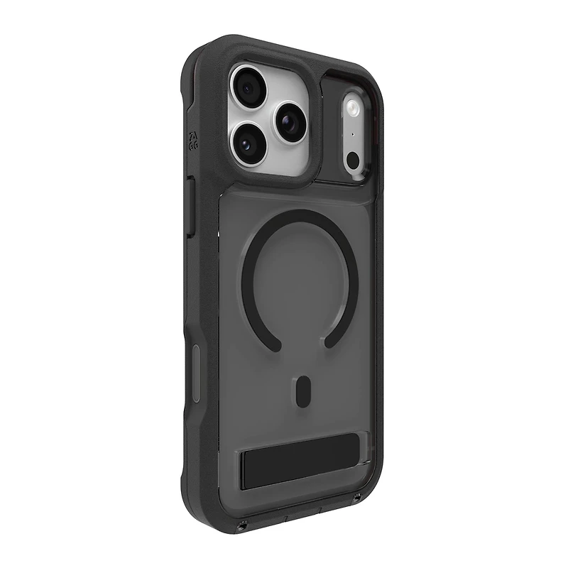 iPhone 17 Pro Max ZAGG Graphene Rainier Snap Kickstand Case - Smoke Black