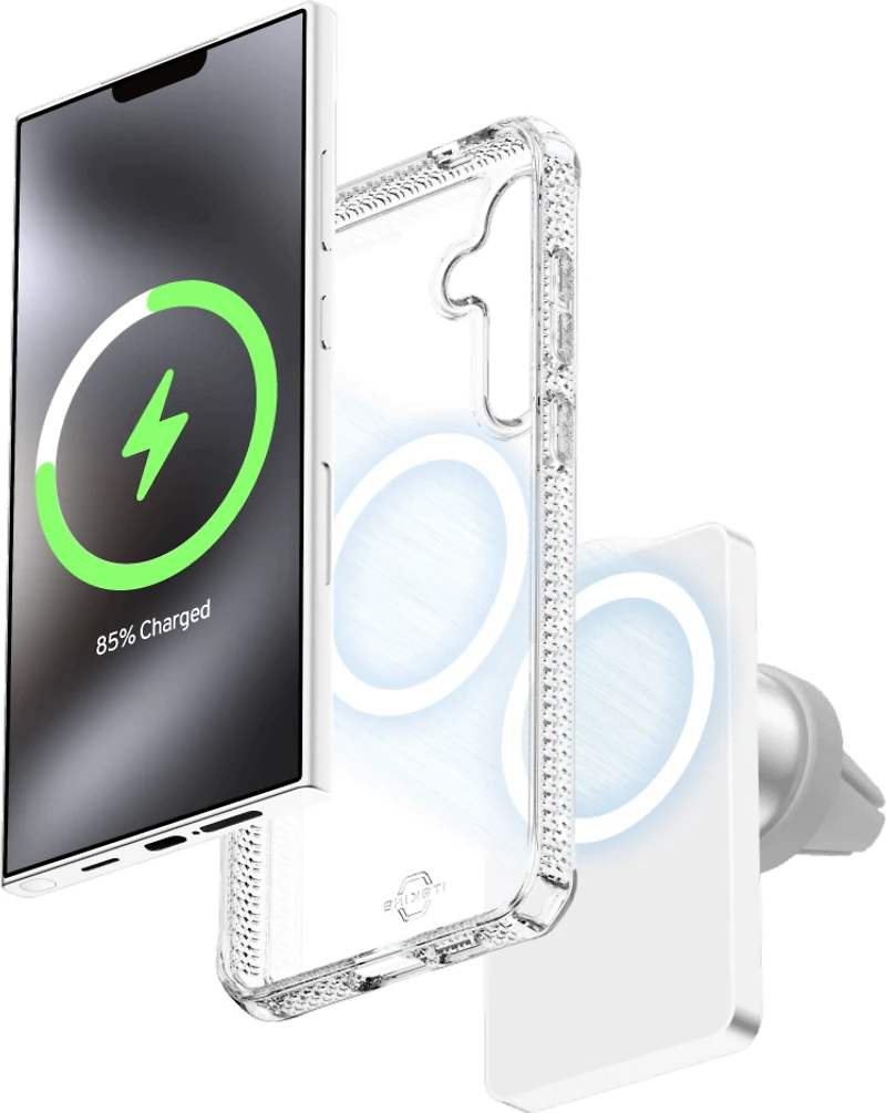ITSKINS SGZPHMACRTRSP Étui Hybrid_R Clear Compatible avec MagSafe Transparent pour Samsung Galaxy S25+