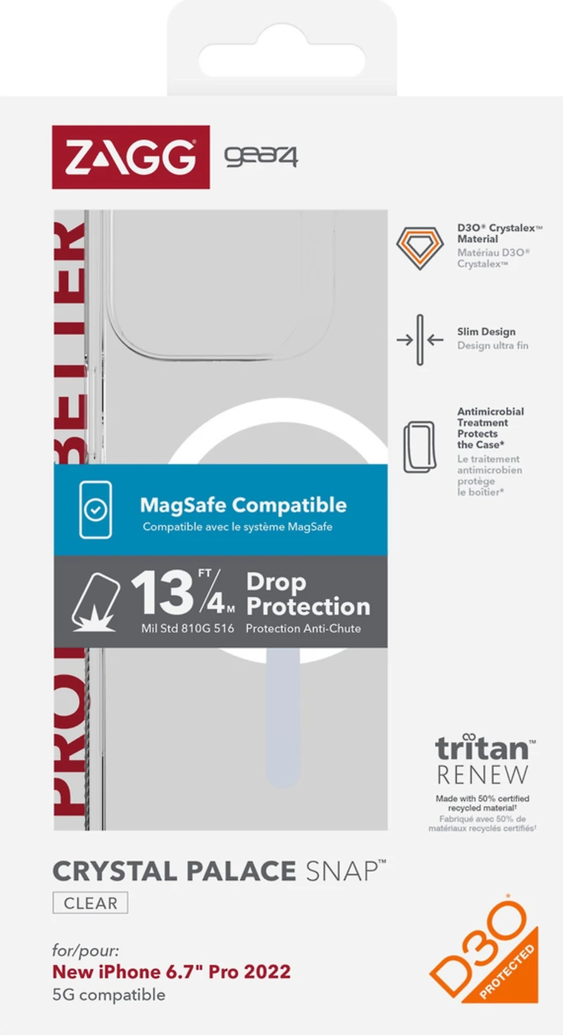 GEAR4 - iPhone 14 Pro Max Gear4 D3O Crystal Palace Snap Case - Clear