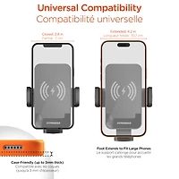 Support de téléphone sans fil HyperGear EZ Grip 15 W à chargement rapide pour porte-gobelet - Noir