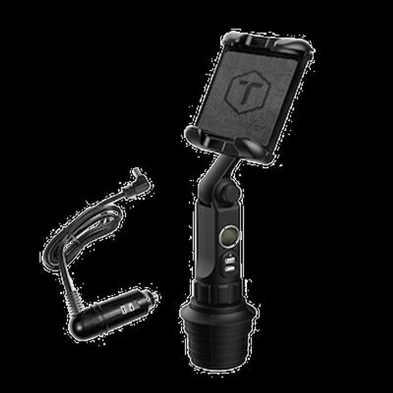 Boom Power Tower Heavy-Duty Cup Holder Tablet Mount with dual USB & 12v power ports