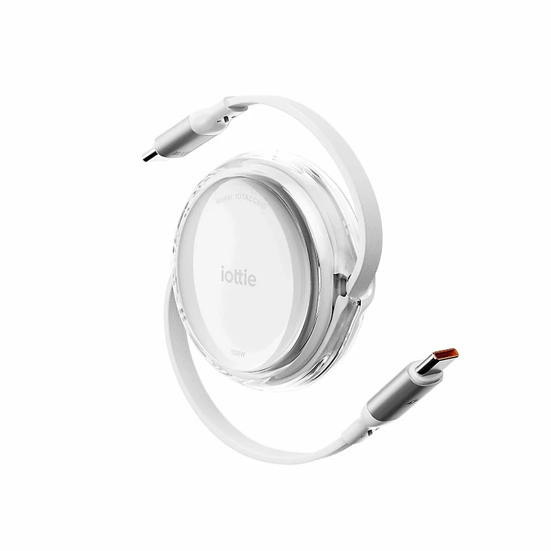 iOttie - Retractable Cable 100W USB-C to USB-C (set of 2) 3ft White
