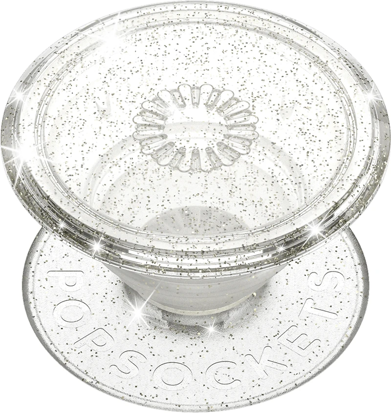 PopSockets - PopGrip - Clear Glitter Silver