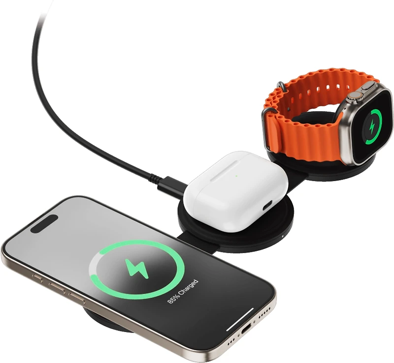 Satechi - On The Go 3 in 1 Wireless Charger - Black