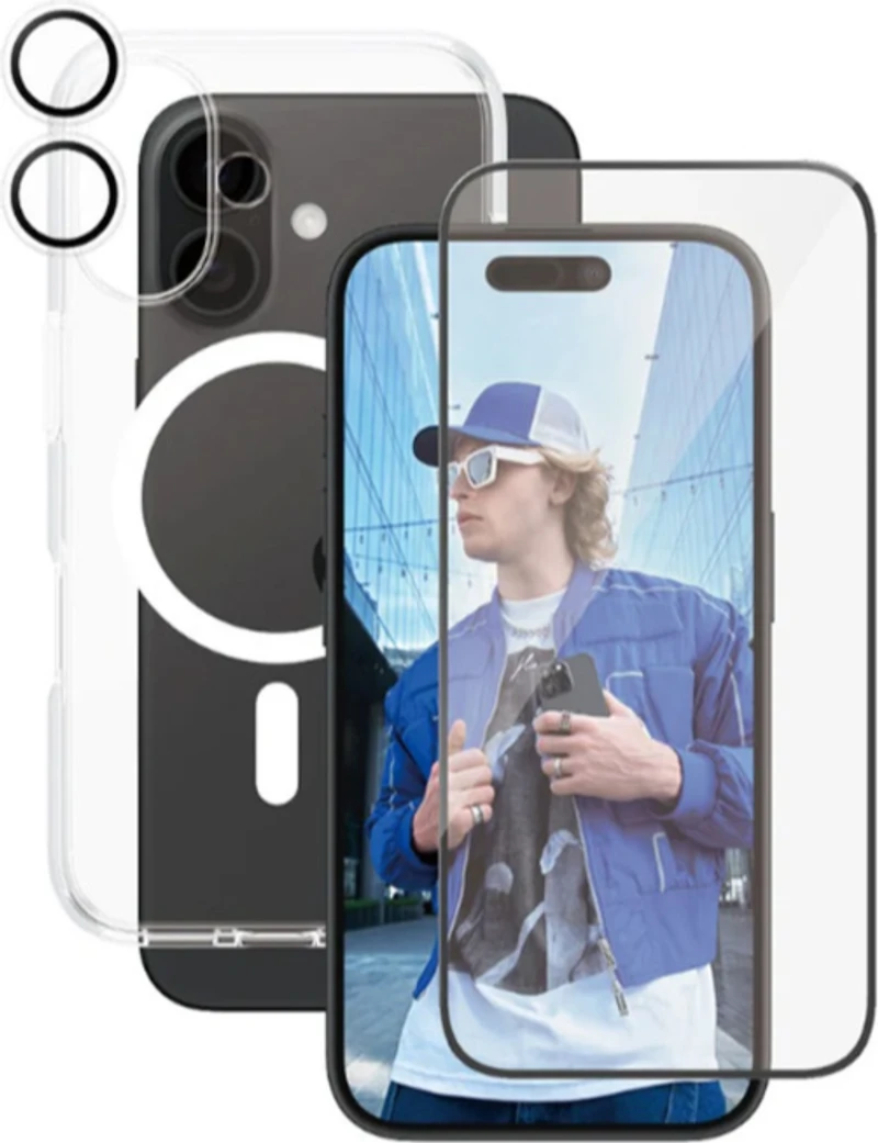 PanzerGlass CARE Flagship Ensemble de protection 3 en 1 pour iPhone 16 - Transparent