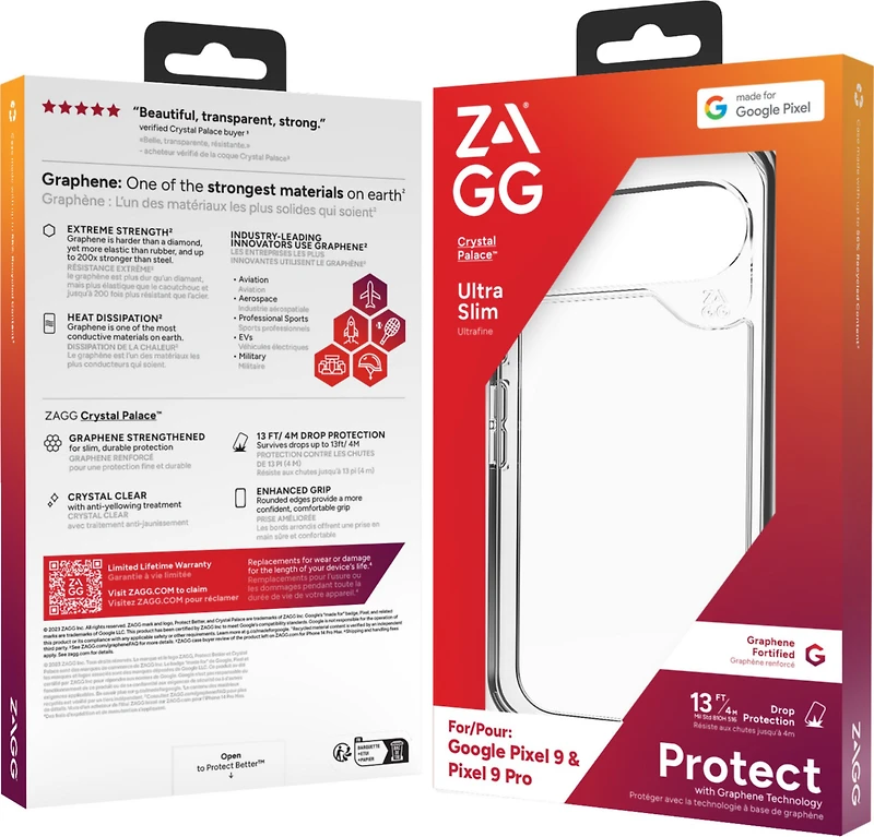 Google Pixel 9/9 Pro ZAGG Graphene Crystal Palace Case - Clear