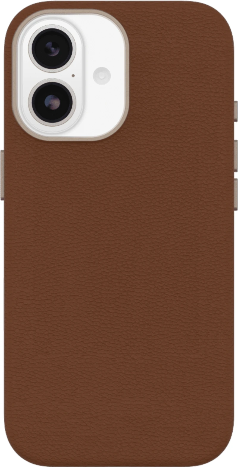 OtterBox - Symmetry Cactus Leather MagSafe Case with Camera Control for Apple iPhone 17 - Desert Saddle