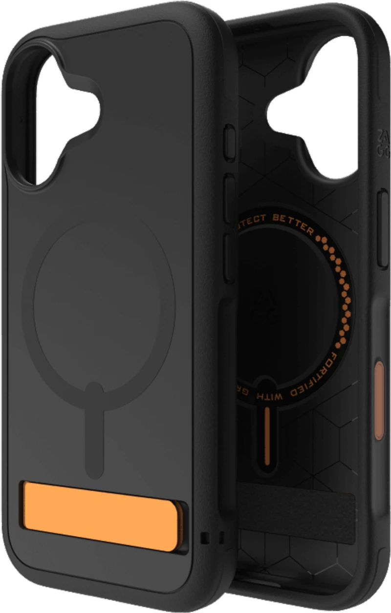iPhone 17 ZAGG Graphene Sedona Snap Kickstand Case - Flood Black/Orange