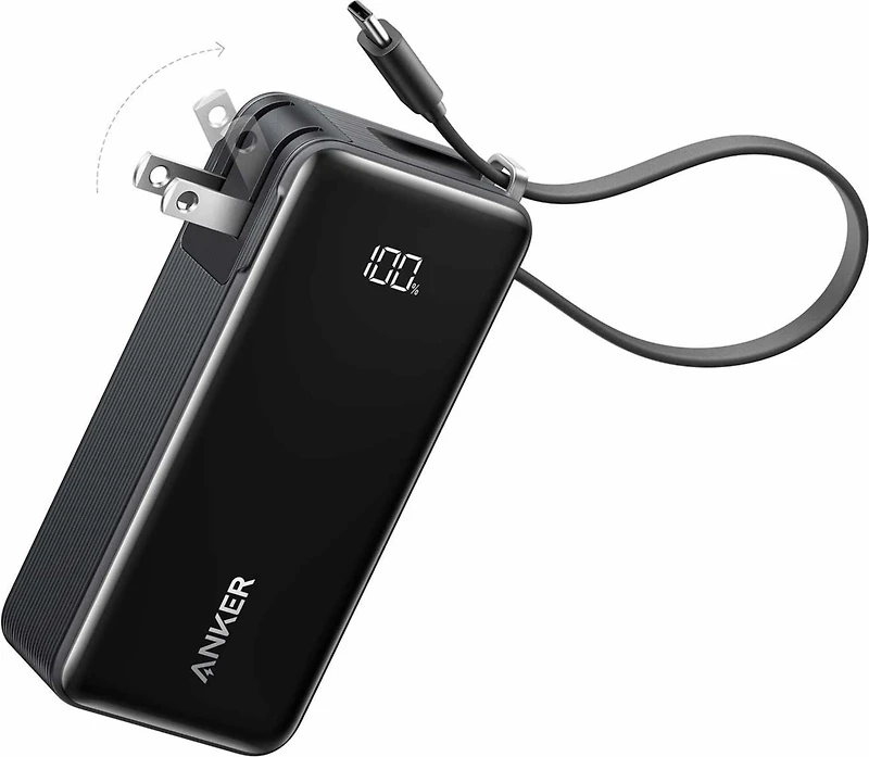 Anker - Fusion 10000 mAh Power Battery Black with Built-in Lightning Cable
