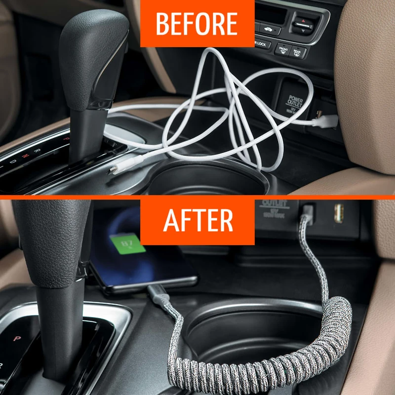 Ventev COILCABACVNV Câble de Charge/Sync Helix Coiled USB-C 1 pieds Gris