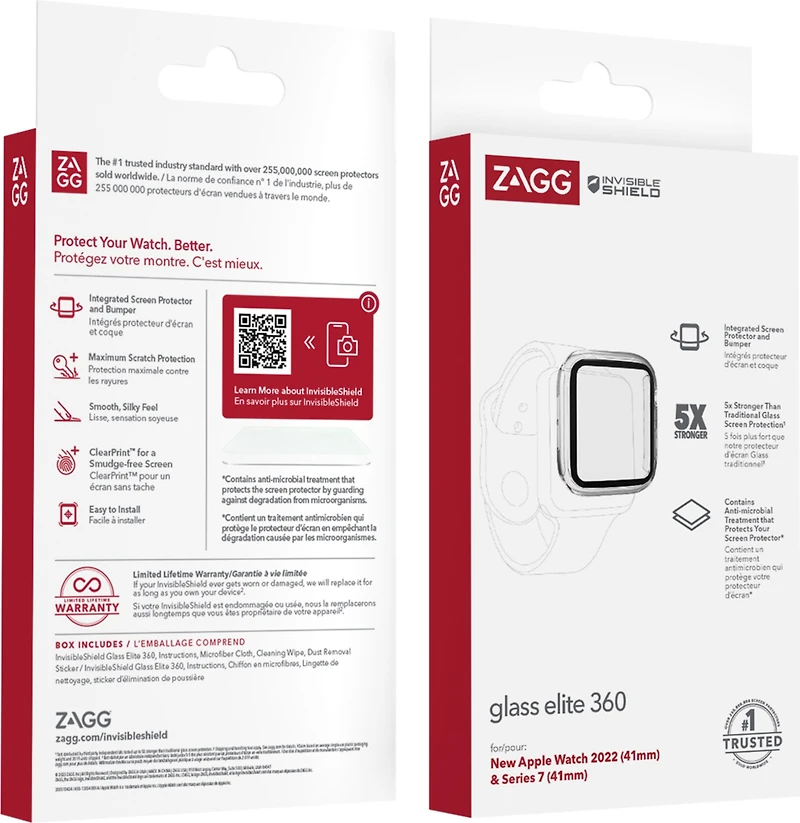 Apple Watch (41mm) ZAGG InvisibleShield Glass Elite 360 Screen Protector